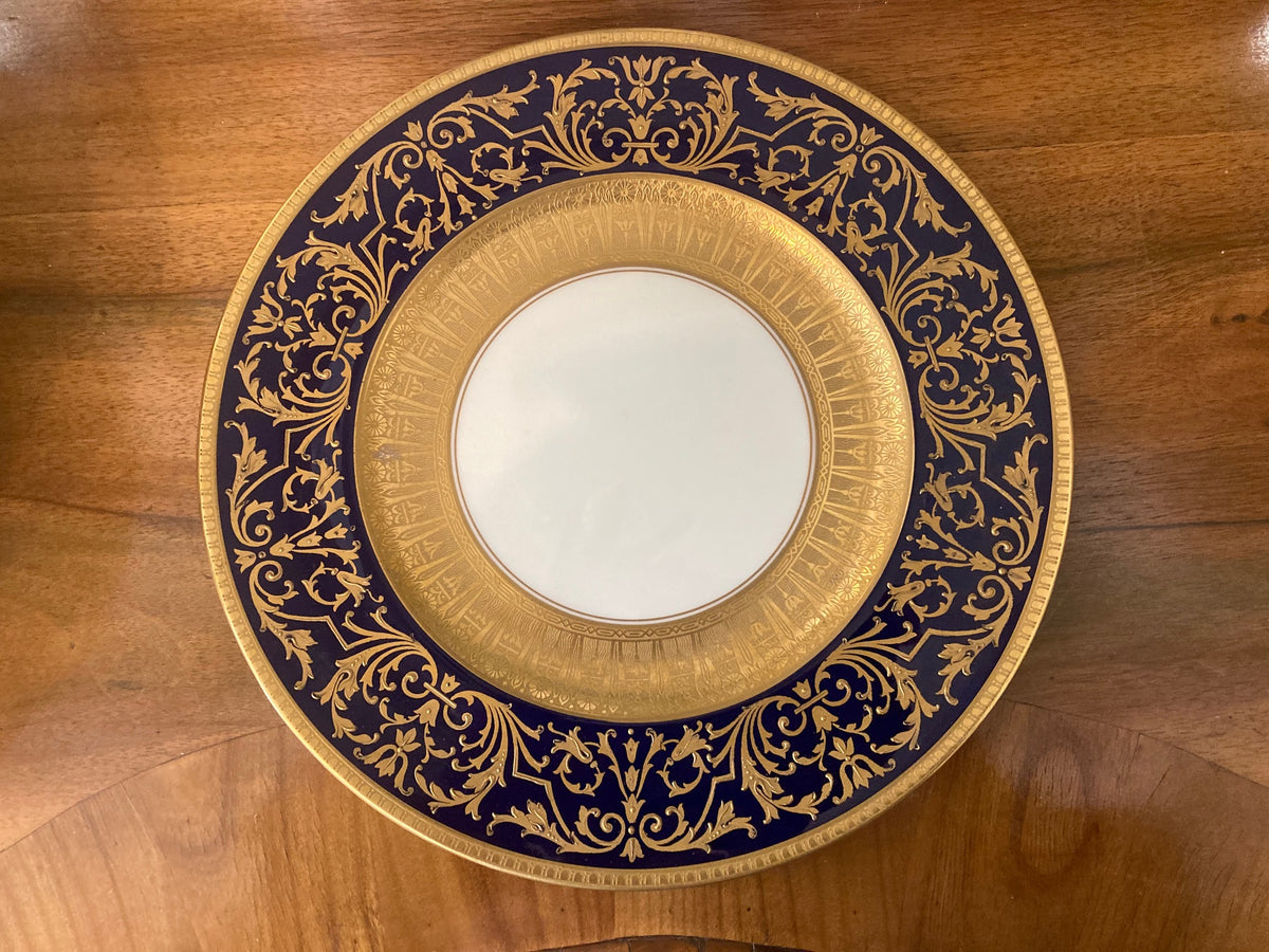 S/12 Cauldon Cobalt Blue & Gold Dinner Plates