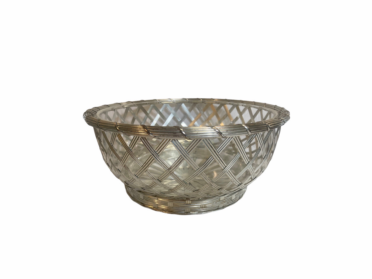Christofle Silver Plate Open Weave Bowl With Liner