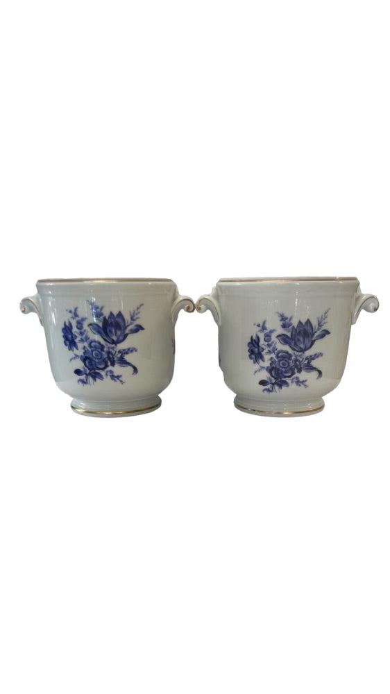 Pair Blue & White Ginori Cache Pots