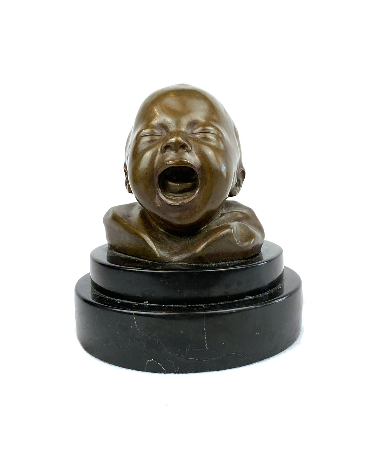 Bronze Head of Crying Baby by Di Balestrieri